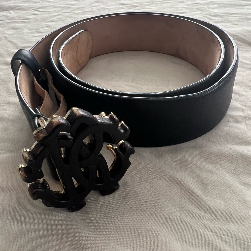 Authentic Roberto Cavalli Black Leather Belt